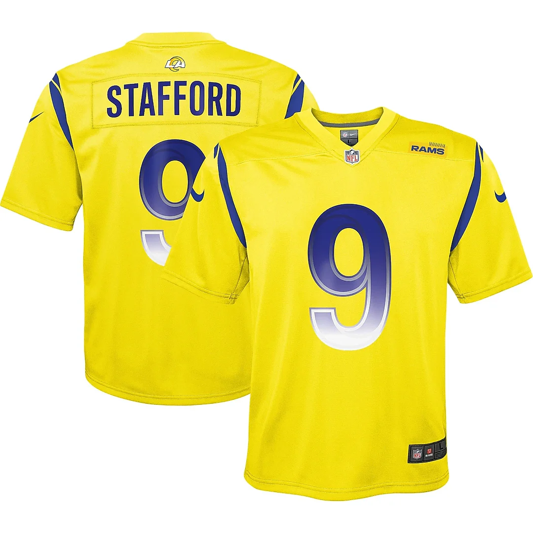 Zennovawear Youth Los Angeles Rams Matthew Stafford Gold Inverted Game Jersey