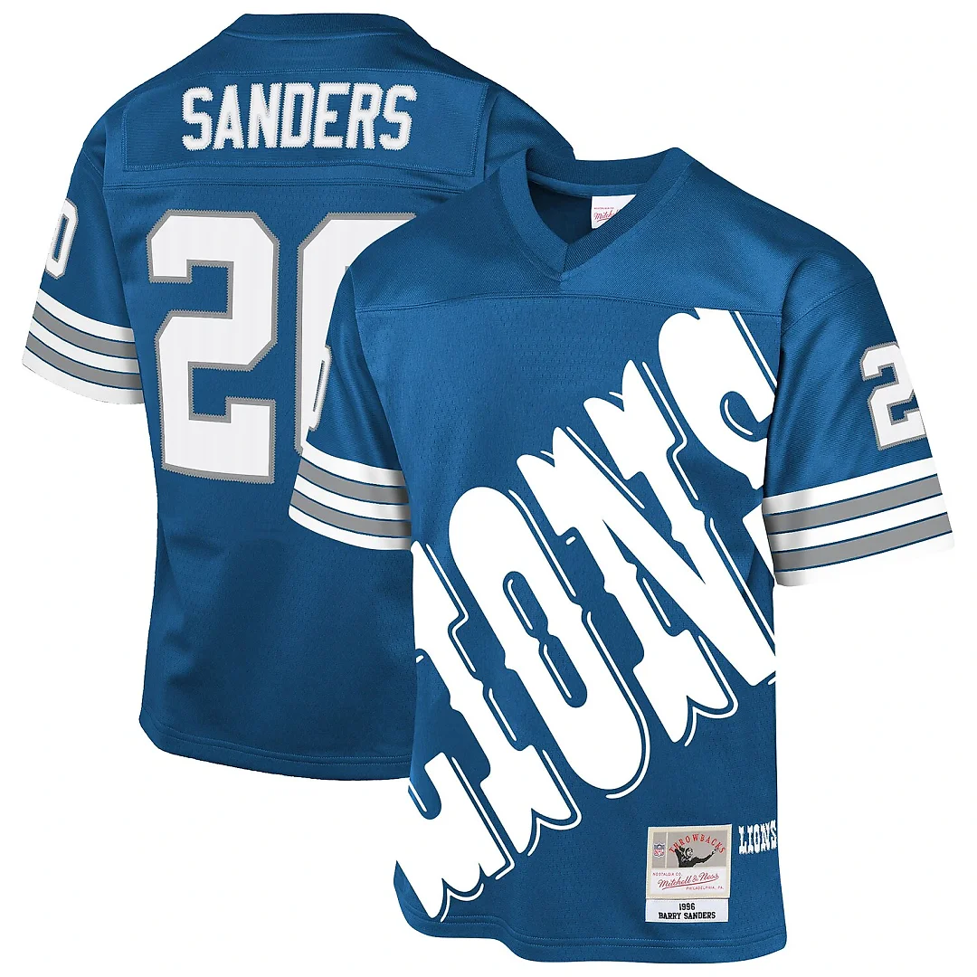Zennovawear Barry Sanders Detroit Lions Youth 1996 Throwback Fashion Jersey - Blue
