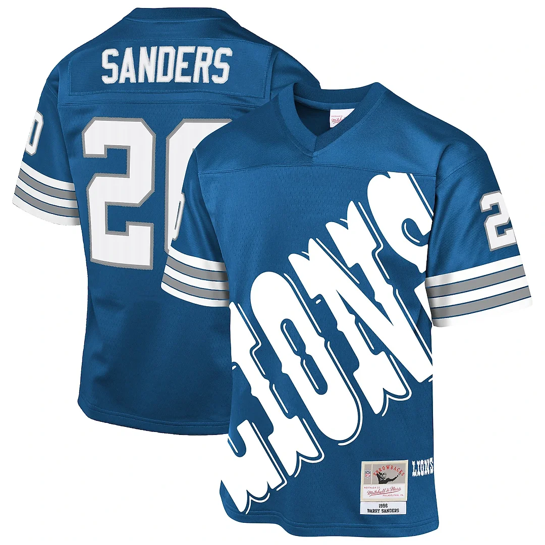 Zennovawear Barry Sanders Detroit Lions Youth 1996 Throwback Fashion Jersey - Blue