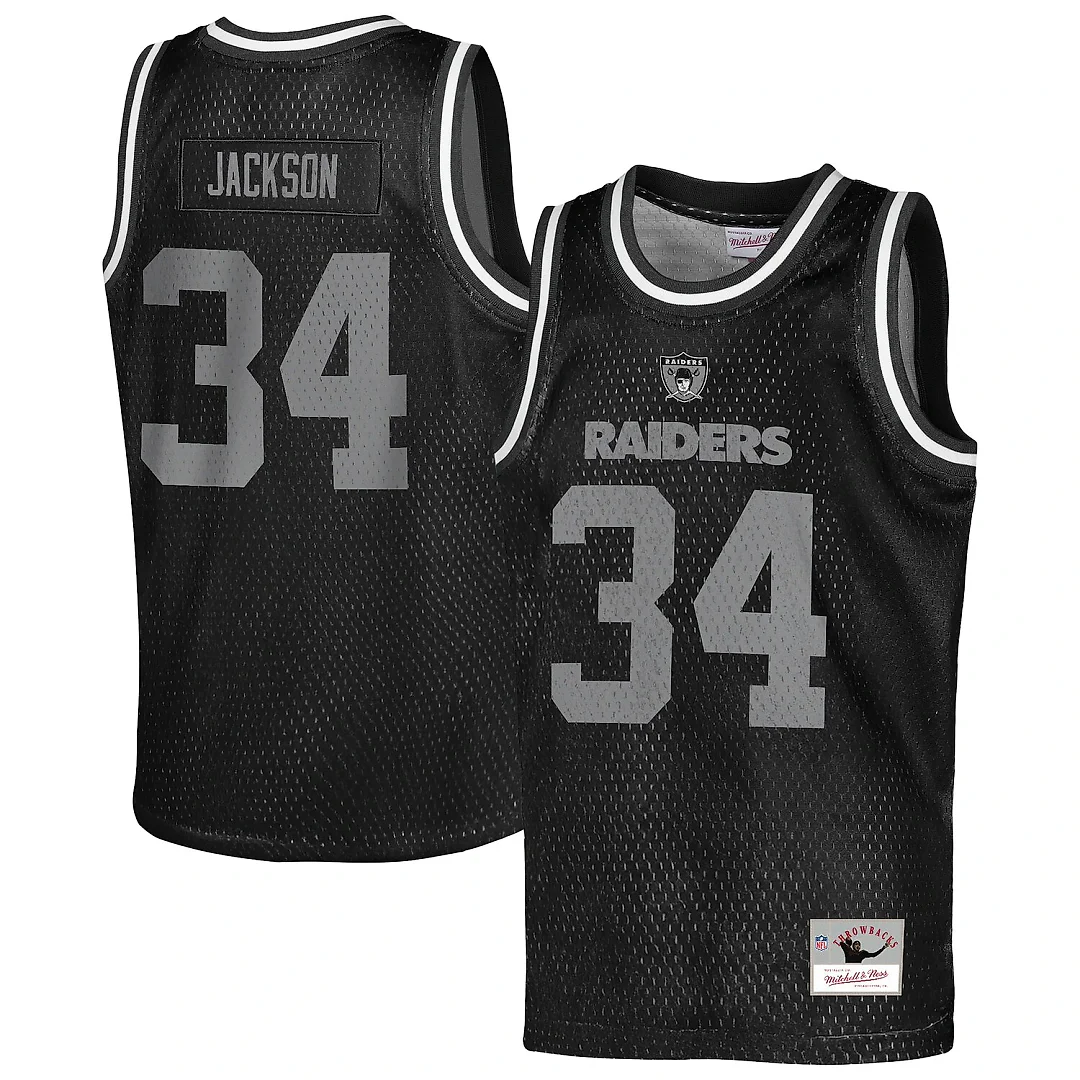 Zennovawear Bo Jackson Las Vegas Raiders Youth Retired Player NFL Basketball Fashion Jersey - Black