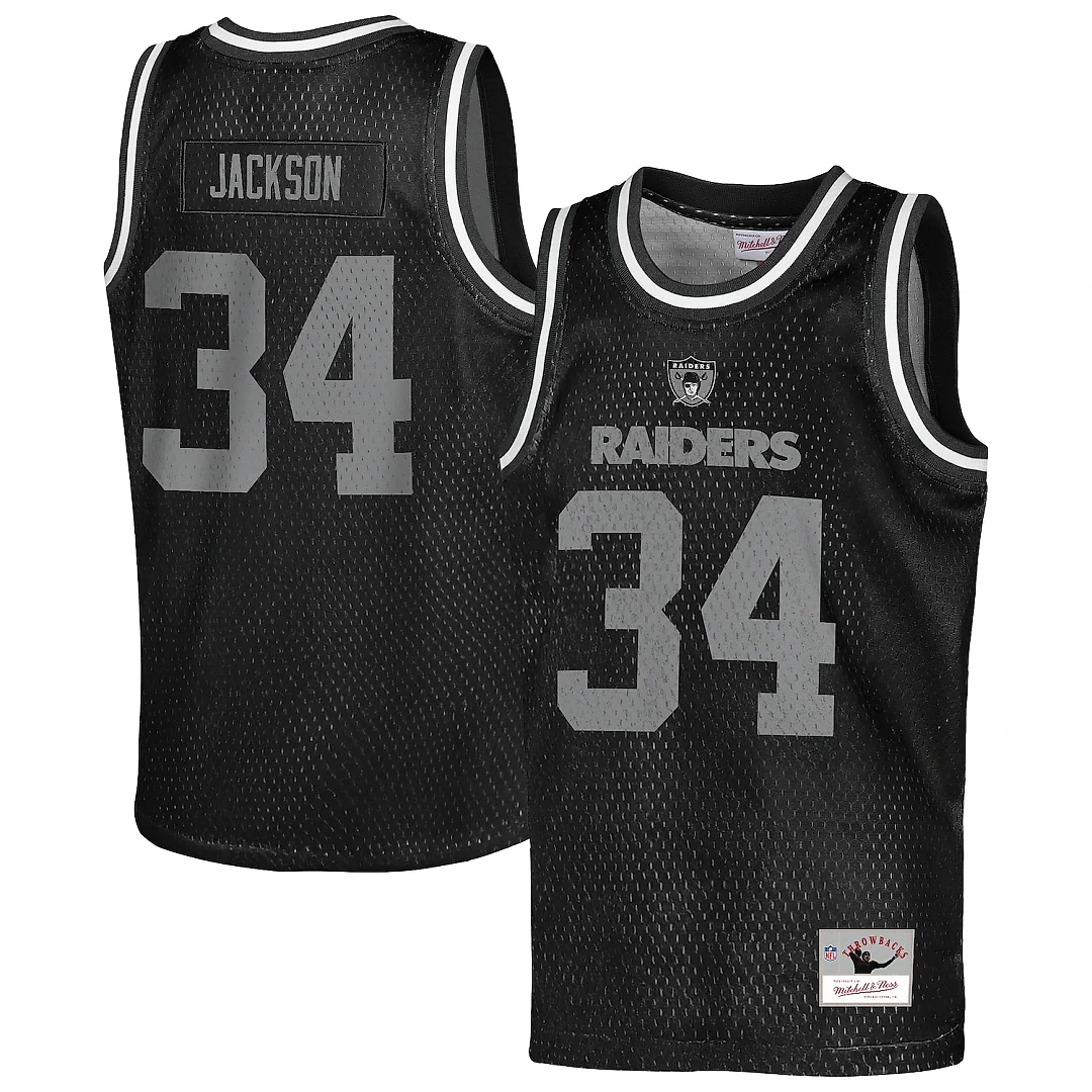 Zennovawear Bo Jackson Las Vegas Raiders Youth Retired Player NFL Basketball Fashion Jersey - Black