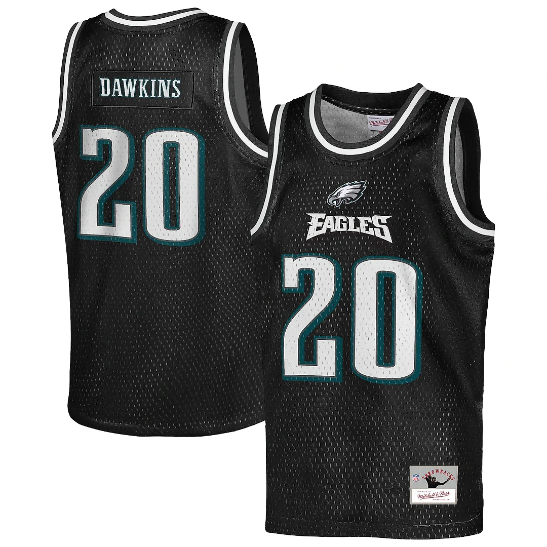 Zennovawear Brian Dawkins Philadelphia Eagles Youth Retired Player NFL Basketball Fashion Jersey - Black