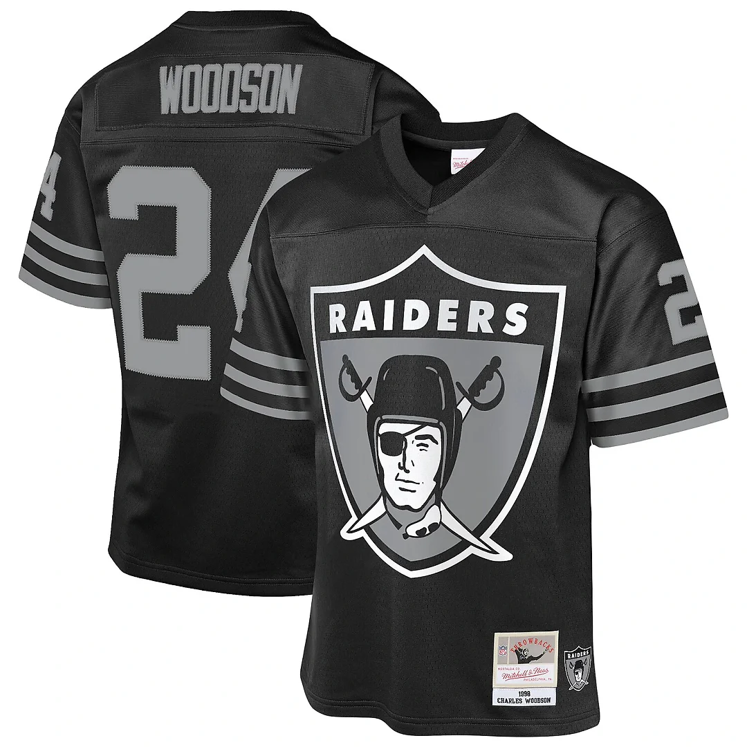 Zennovawear Charles Woodson Las Vegas Raiders Youth 1998 Throwback Fashion Jersey - Black