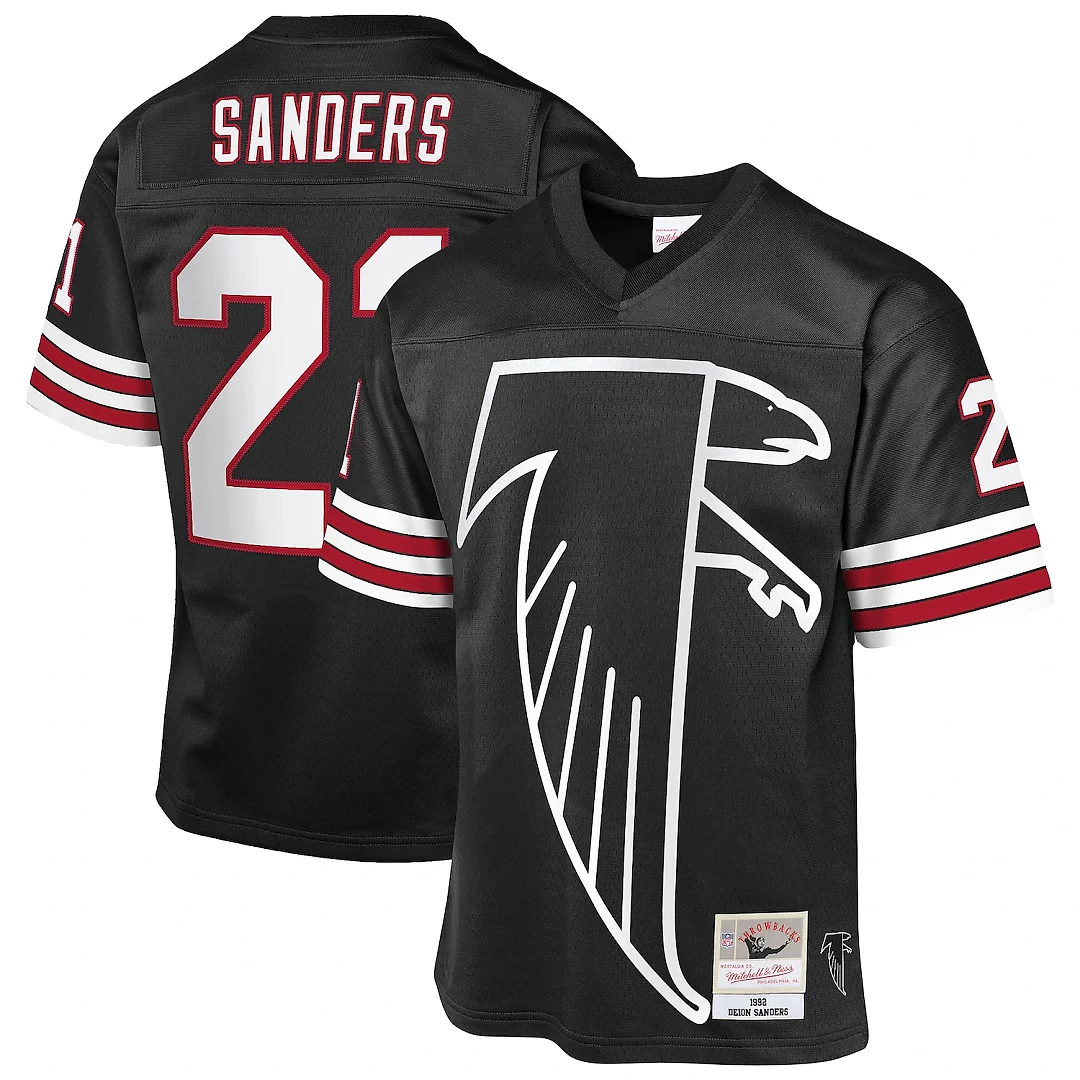 Zennovawear Deion Sanders Atlanta Falcons Youth 1992 Throwback Fashion Jersey - Black