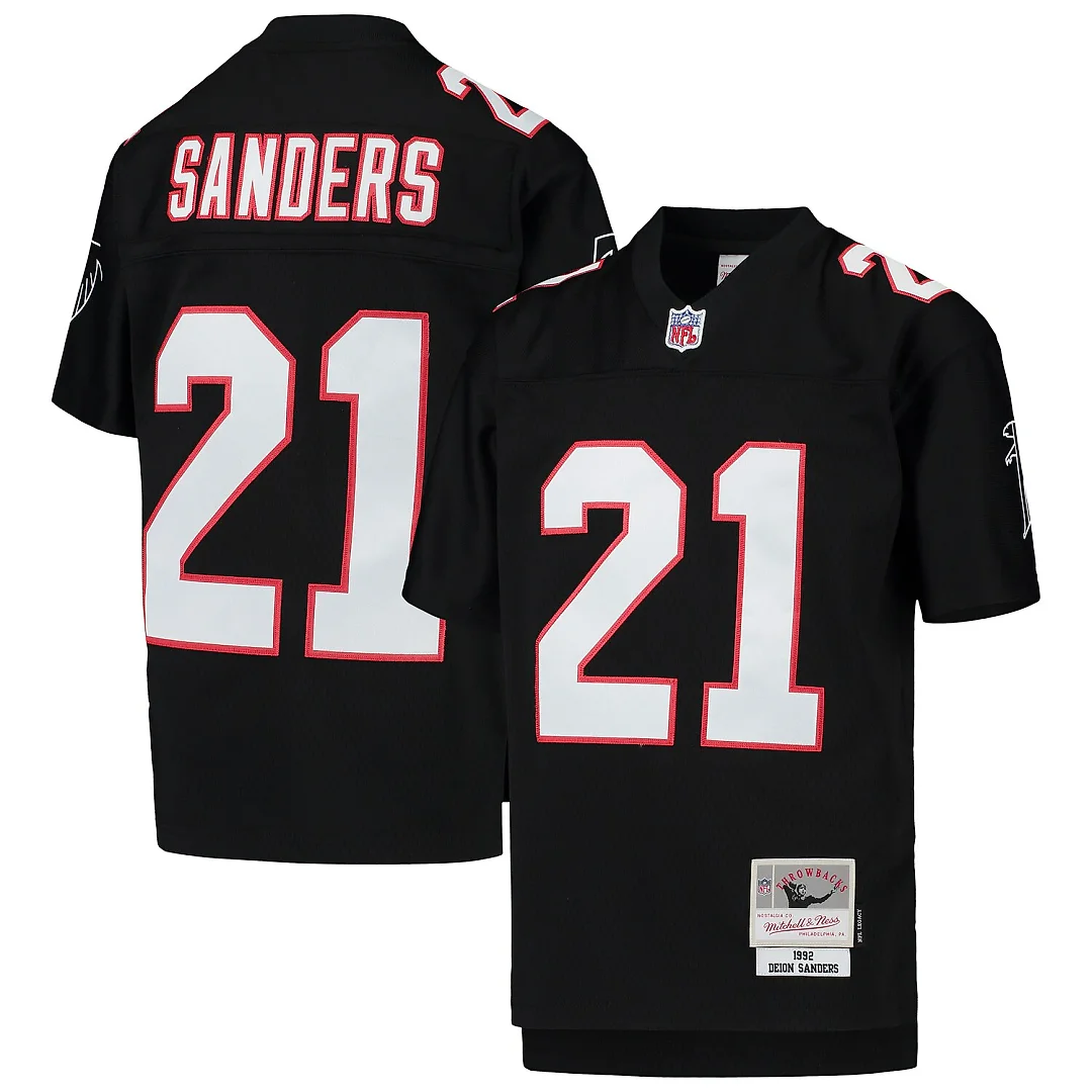 Zennovawear Deion Sanders Atlanta Falcons Youth 1992 Legacy Retired Player Jersey - Black