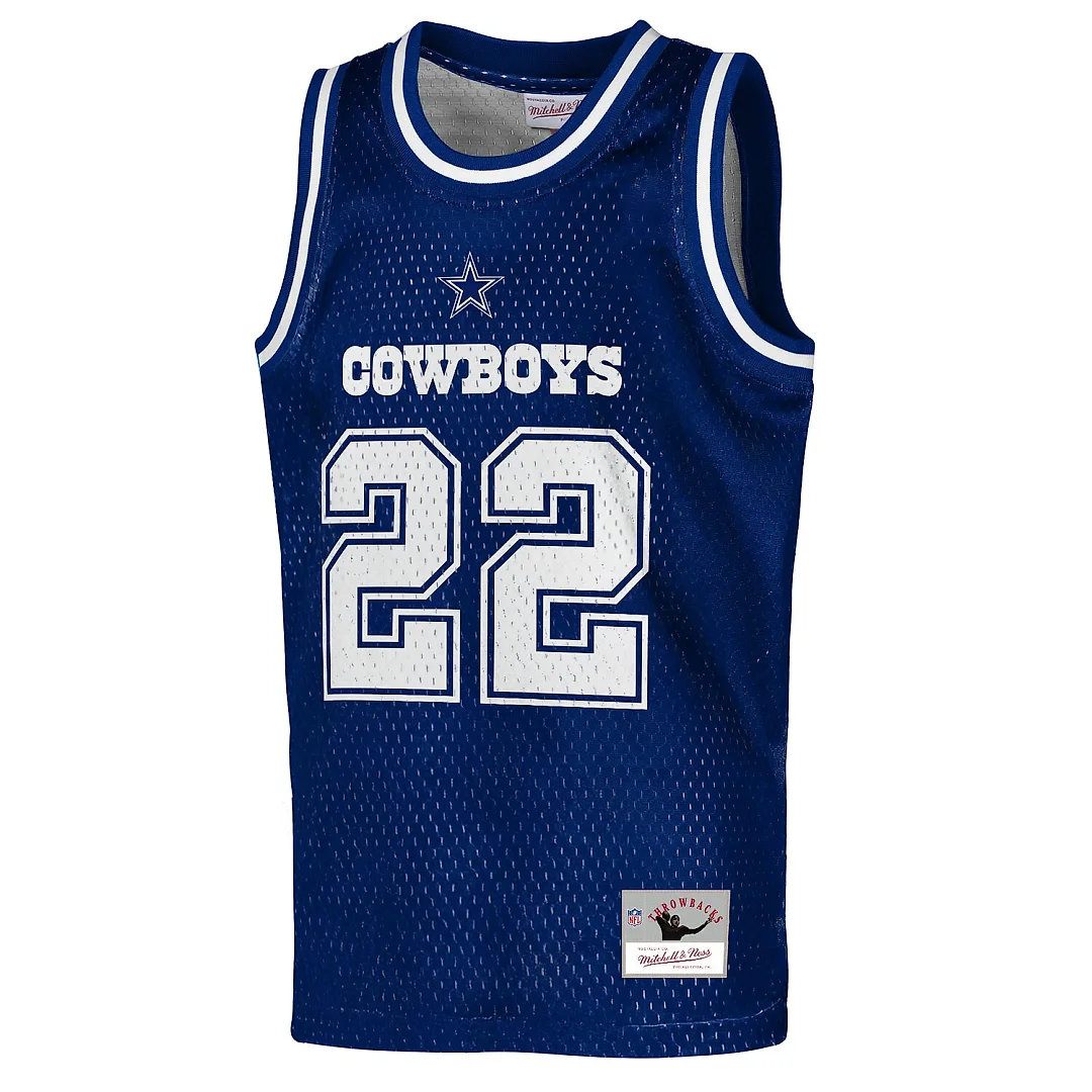 Zennovawear Emmitt Smith Dallas Cowboys Youth Retired Player NFL Basketball Fashion Jersey - Navy