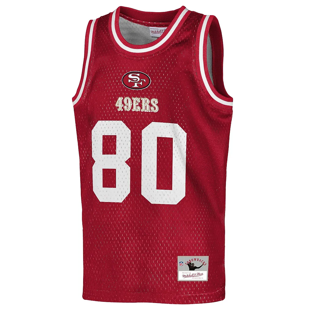 Zennovawear Jerry Rice San Francisco 49ers Youth Retired Player NFL Basketball Fashion Jersey - Scarlet