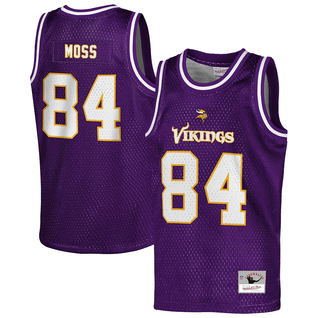 Zennovawear Randy Moss Minnesota Vikings Youth Retired Player NFL Basketball Fashion Jersey - Purple