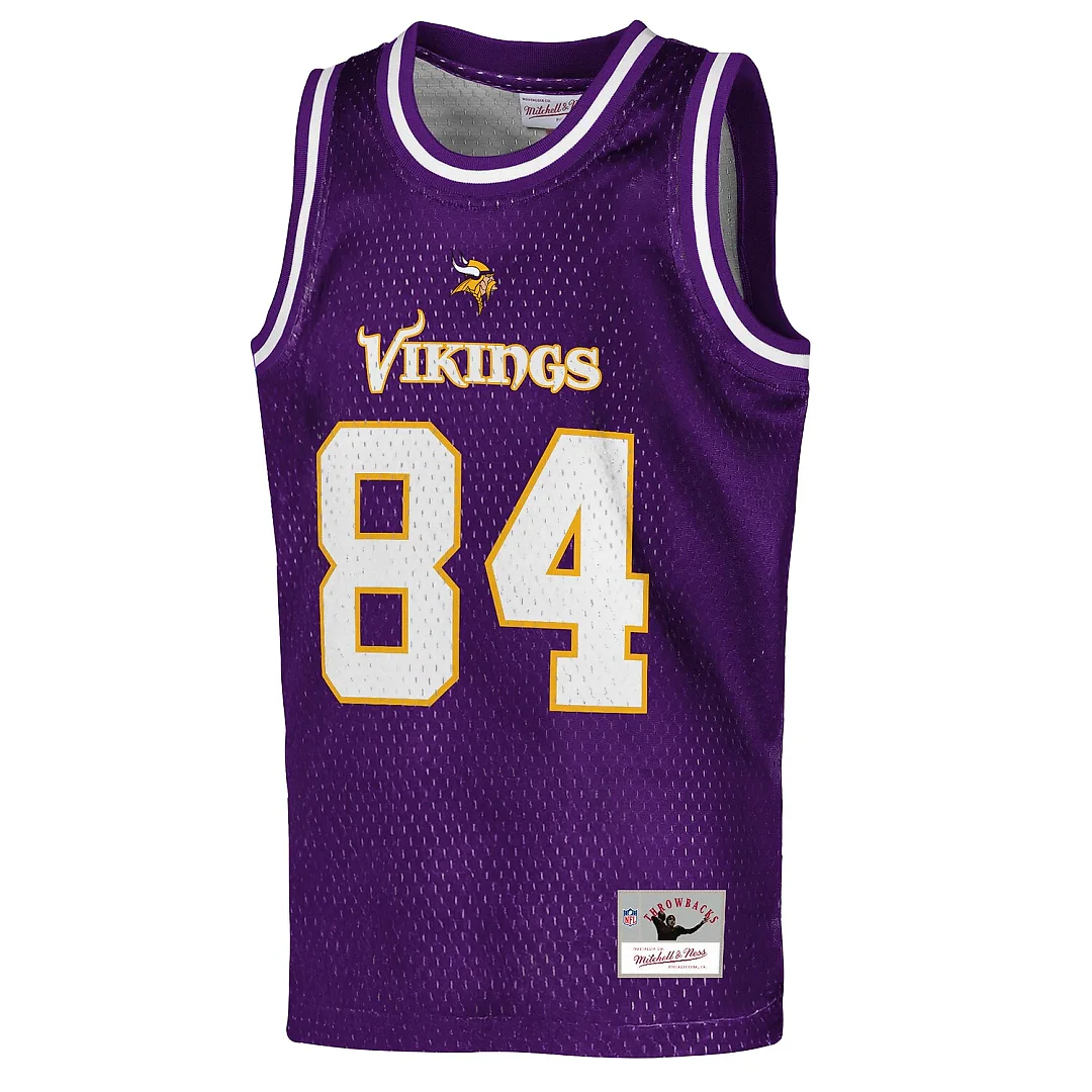 Zennovawear Randy Moss Minnesota Vikings Youth Retired Player NFL Basketball Fashion Jersey - Purple