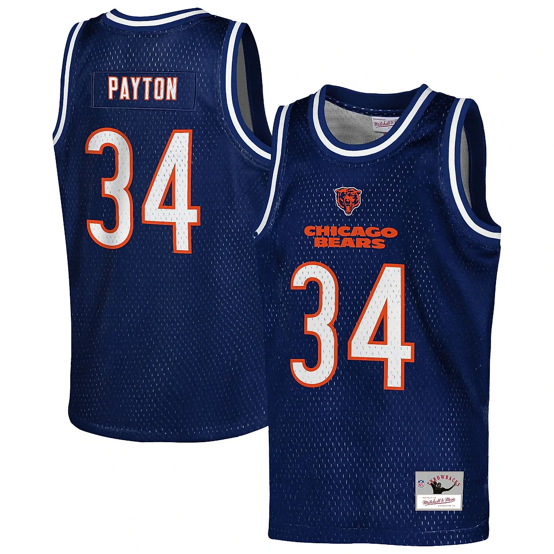 Zennovawear Walter Payton Chicago Bears Youth Retired Player NFL Basketball Fashion Jersey - Navy