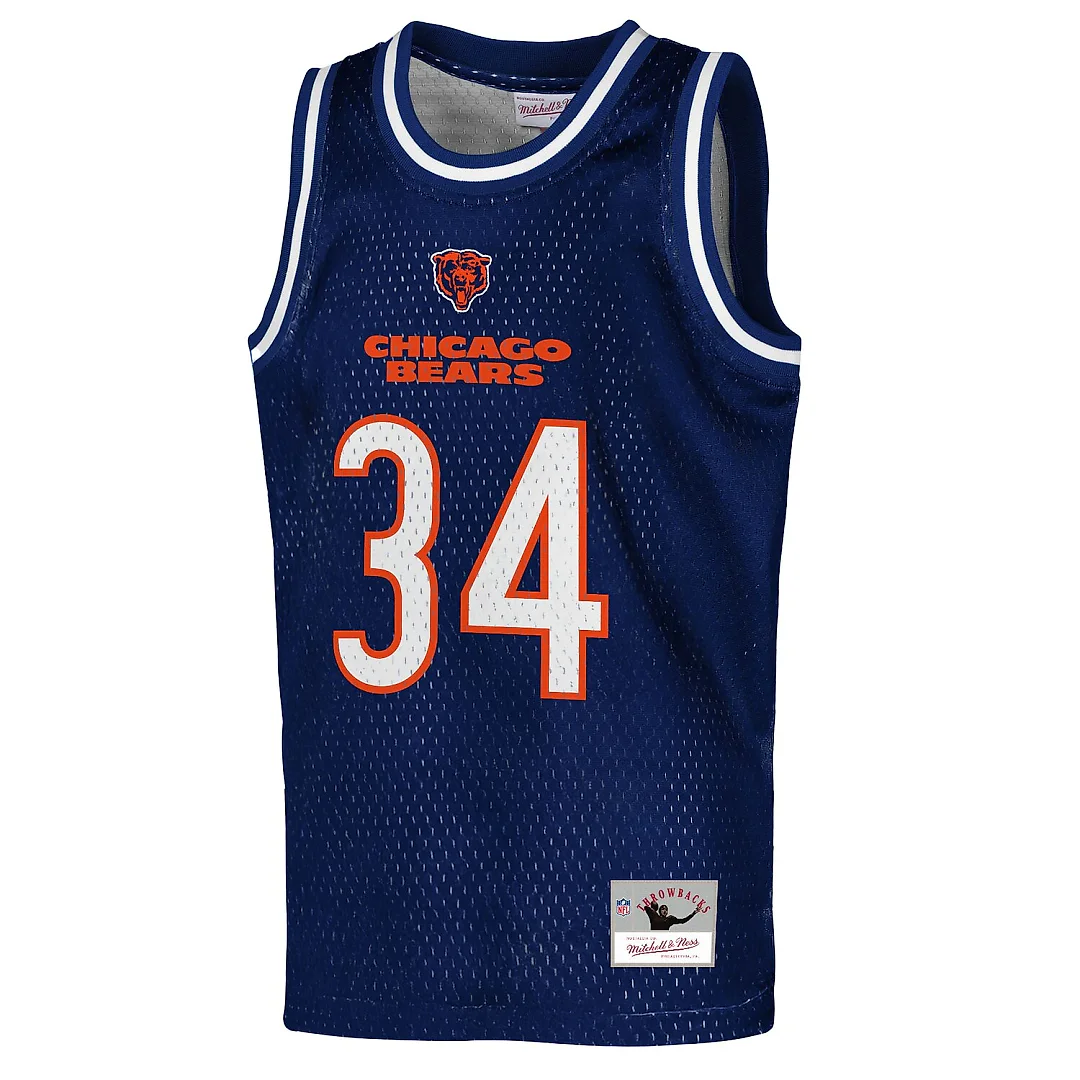 Zennovawear Walter Payton Chicago Bears Youth Retired Player NFL Basketball Fashion Jersey - Navy