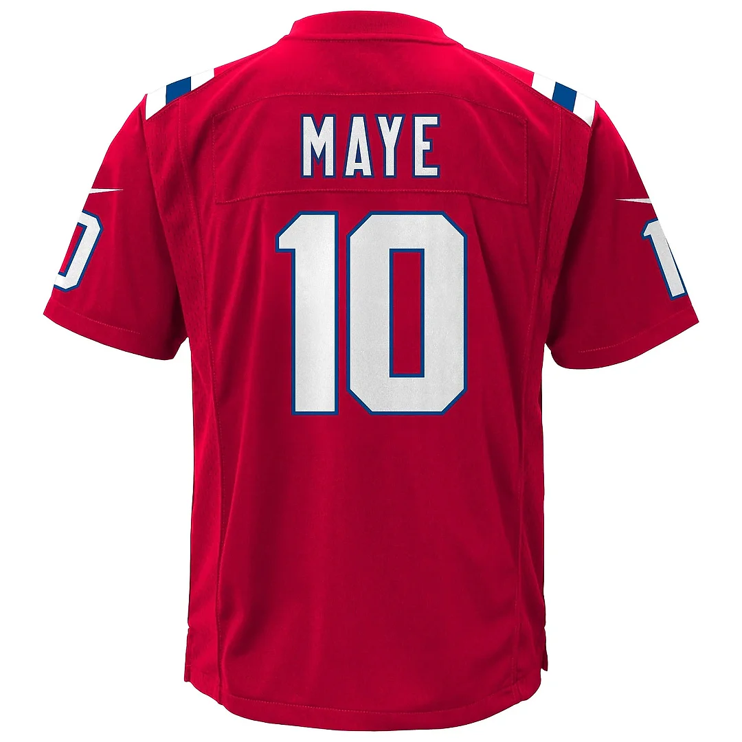 Zennovawear Youth New England Patriots Drake Maye Red Alternate Game Jersey