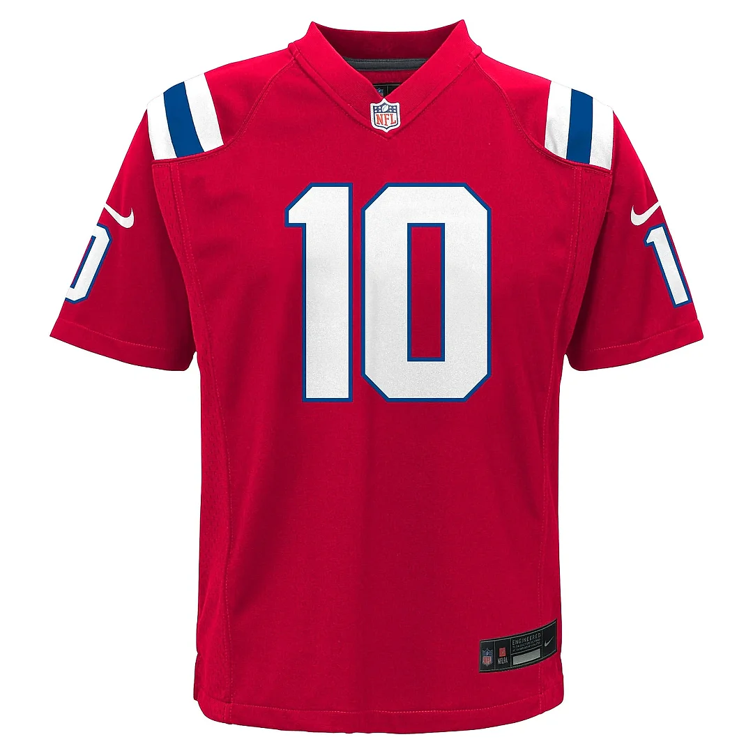 Zennovawear Youth New England Patriots Drake Maye Red Alternate Game Jersey