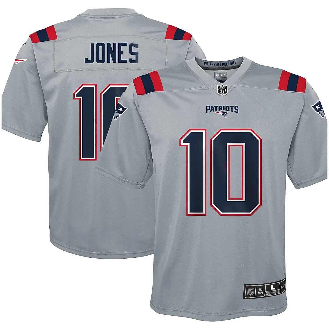 Zennovawear Youth New England Patriots Mac Jones Gray Inverted Game Jersey