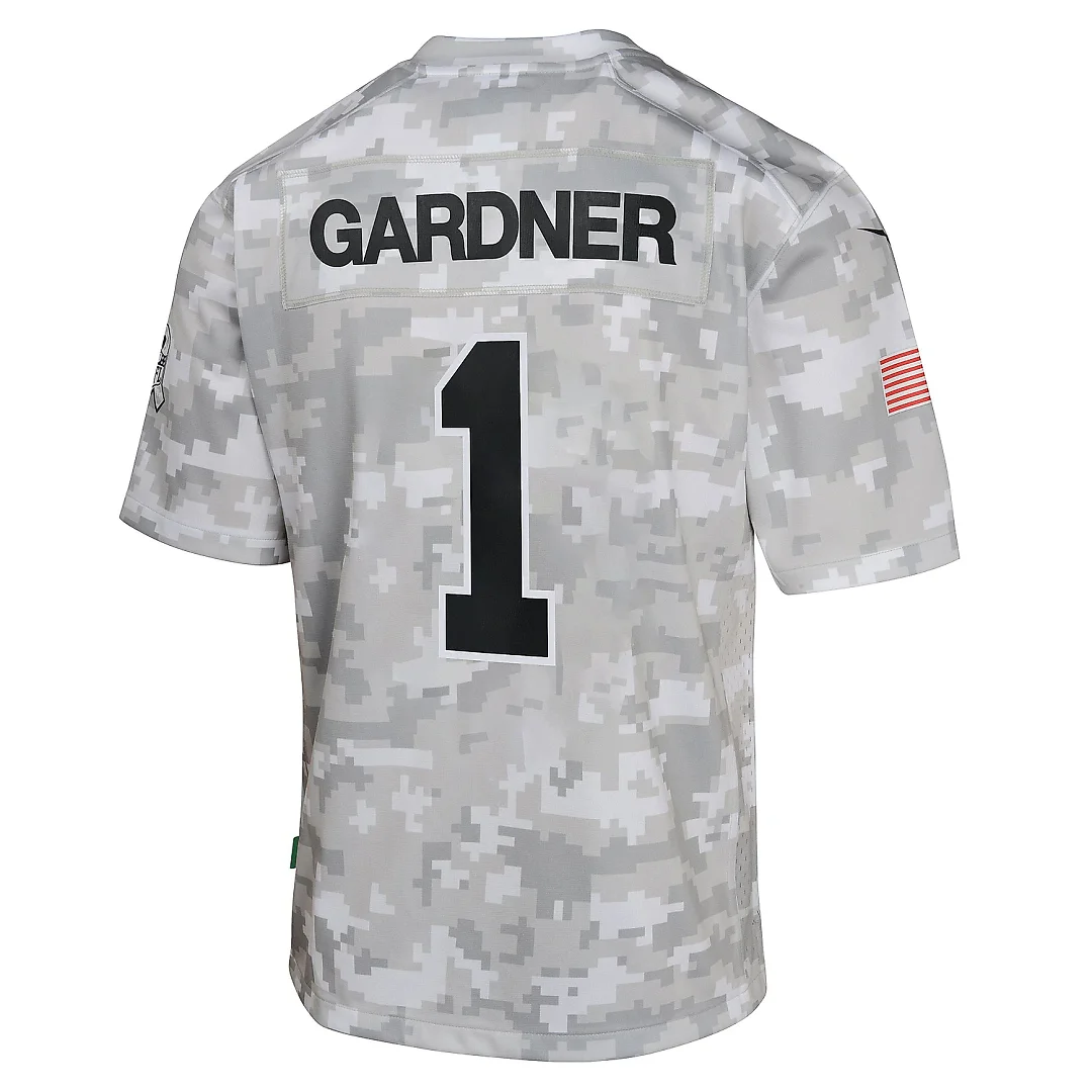 Zennovawear Youth New York Jets Sauce Gardner Arctic Camo 2024 Salute to Service Game Jersey