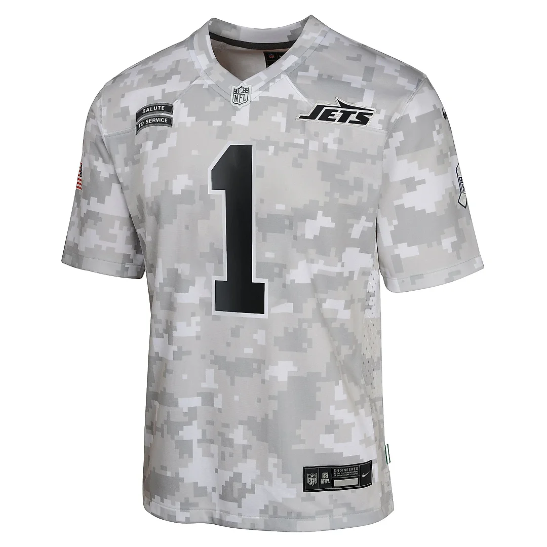 Zennovawear Youth New York Jets Sauce Gardner Arctic Camo 2024 Salute to Service Game Jersey