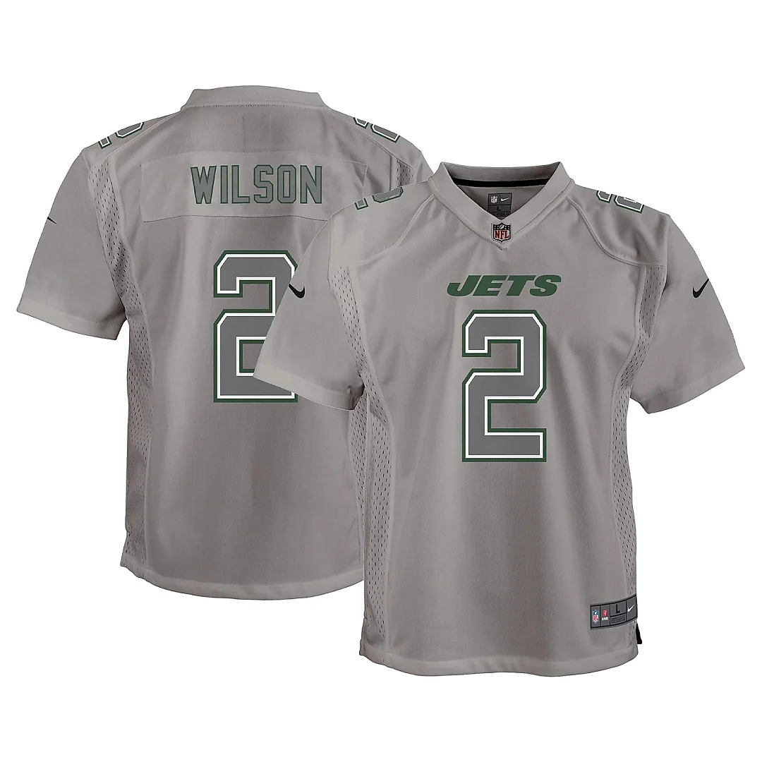 Zennovawear Youth New York Jets Zach Wilson Gray Atmosphere Game Jersey
