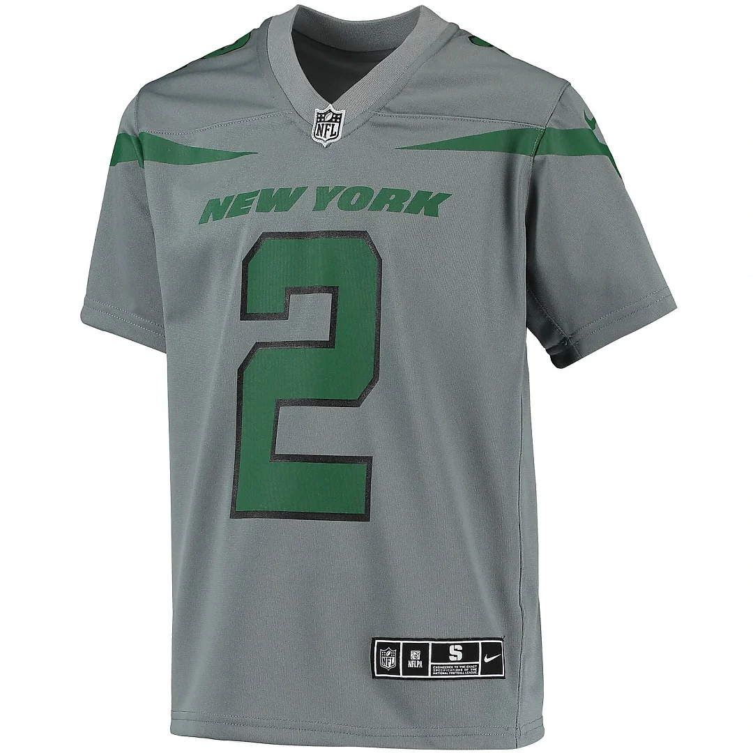 Zennovawear Youth New York Jets Zach Wilson Gray Inverted Team Game Jersey