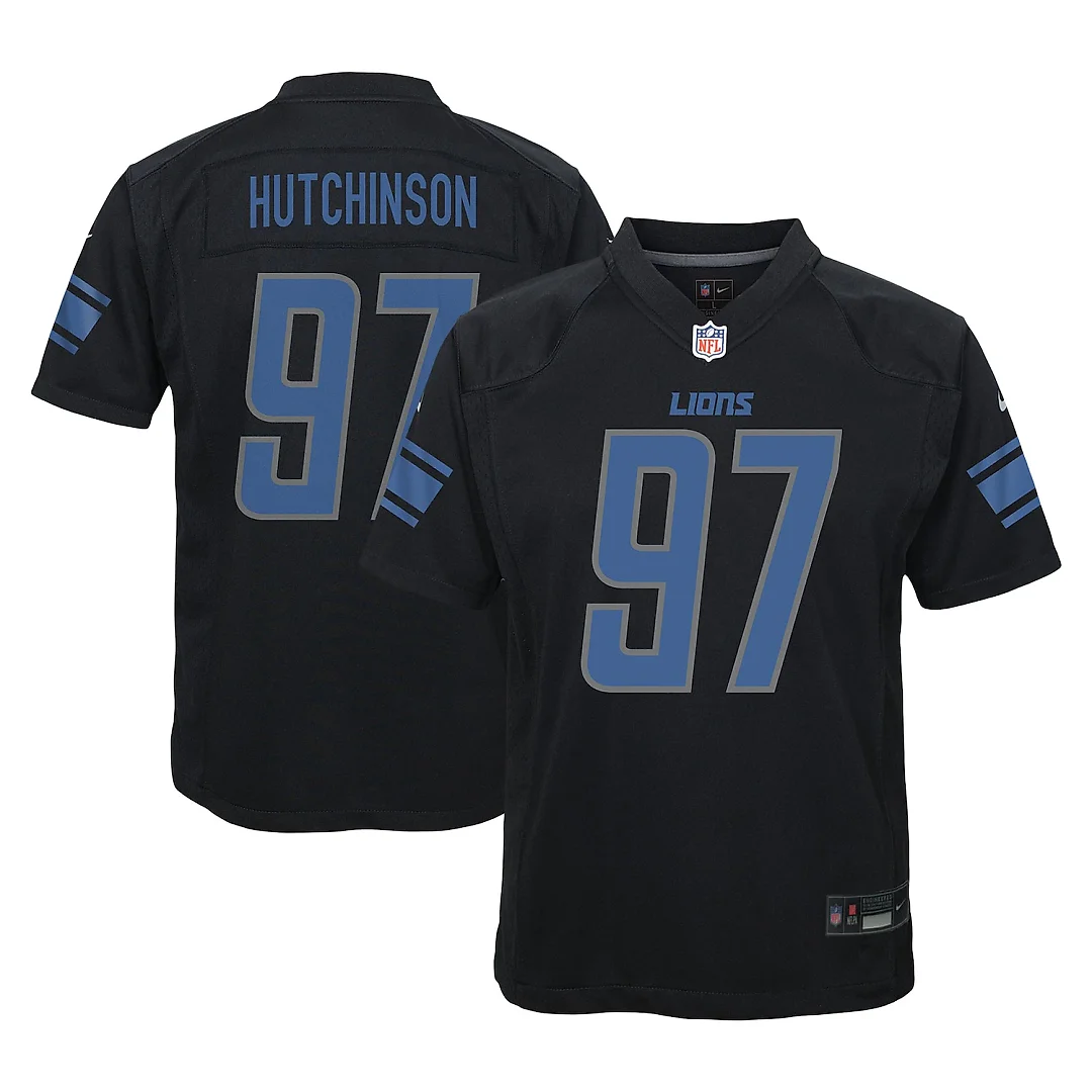 Zennovawear Aidan Hutchinson Detroit Lions Youth Game Jersey - Black