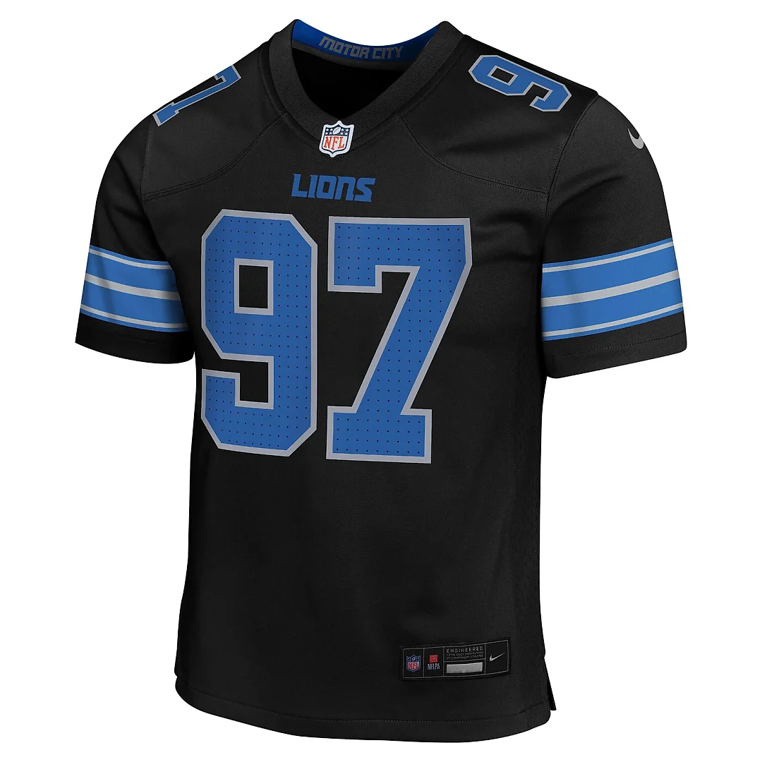 Zennovawear Aidan Hutchinson Detroit Lions Youth Game Jersey - Black