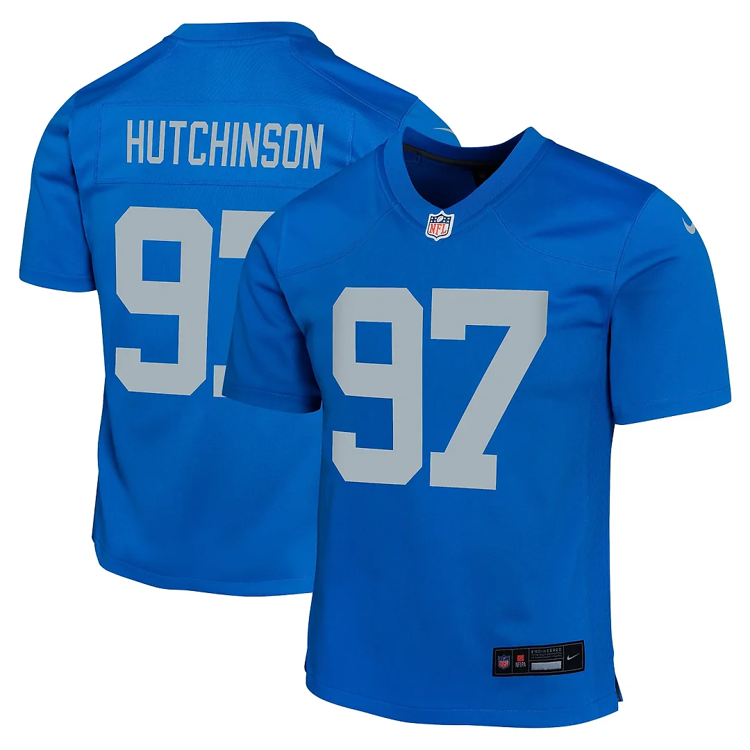 Zennovawear Aidan Hutchinson Detroit Lions Youth Game Jersey - Blue