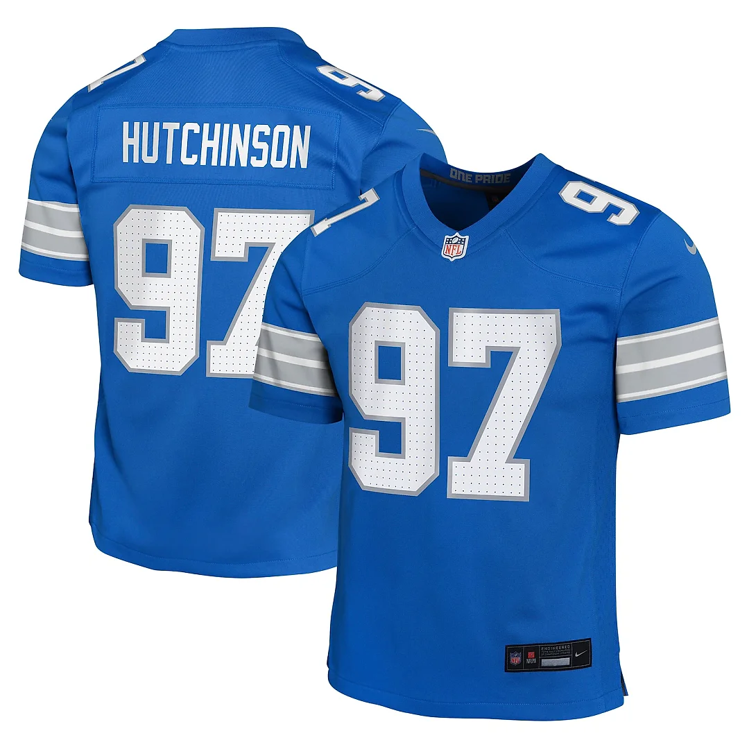 Zennovawear Aidan Hutchinson Detroit Lions Youth Game Jersey - Blue