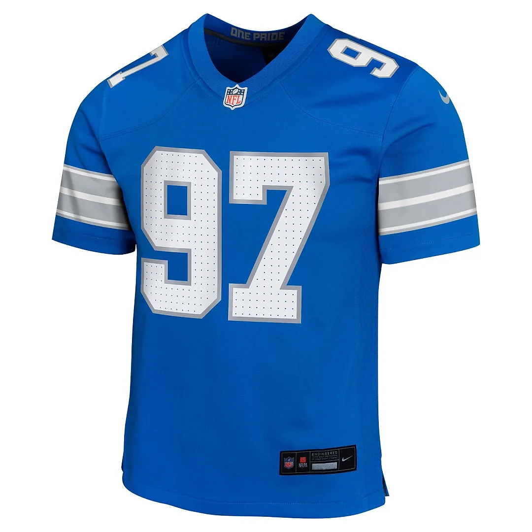 Zennovawear Aidan Hutchinson Detroit Lions Youth Game Jersey - Blue