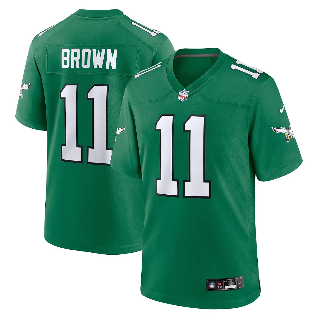 Zennovawear A.J. Brown Philadelphia Eagles Youth Game Jersey - Kelly Green
