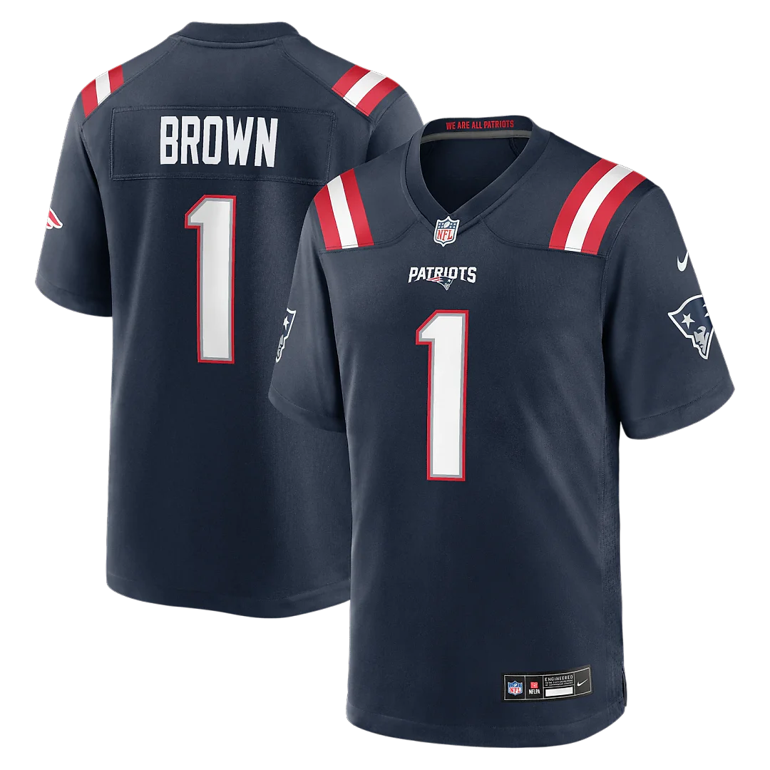 Zennovawear A.J. Brown New England Patriots Youth Team Game Jersey - Navy