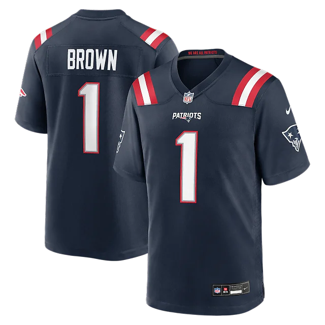 Zennovawear A.J. Brown New England Patriots Youth Team Game Jersey - Navy