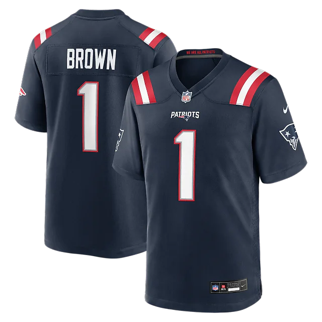 Zennovawear A.J. Brown New England Patriots Youth Team Game Jersey - Navy