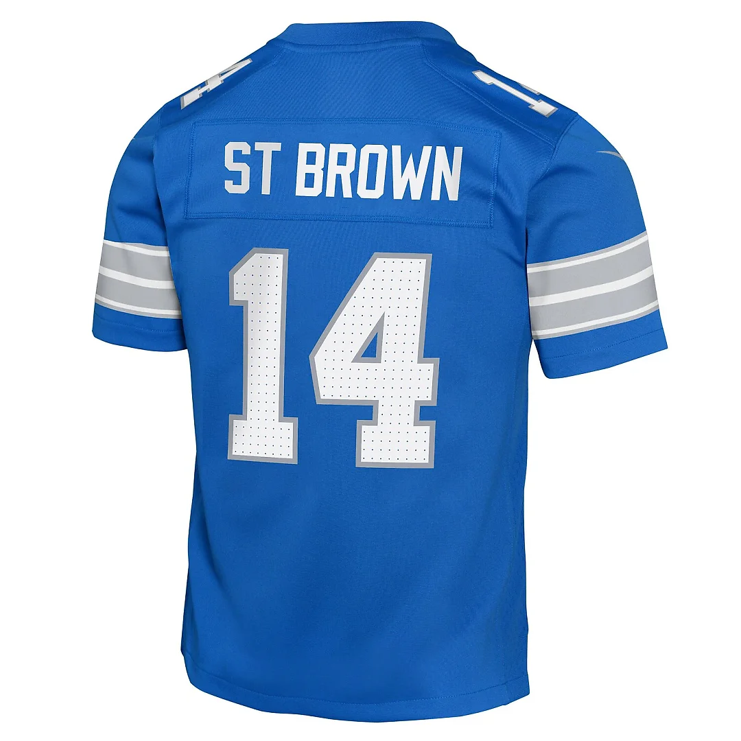 Zennovawear Amon-Ra St. Brown Detroit Lions Youth Game Jersey - Blue