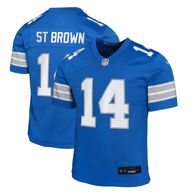 Zennovawear Amon-Ra St. Brown Detroit Lions Youth Game Jersey - Blue