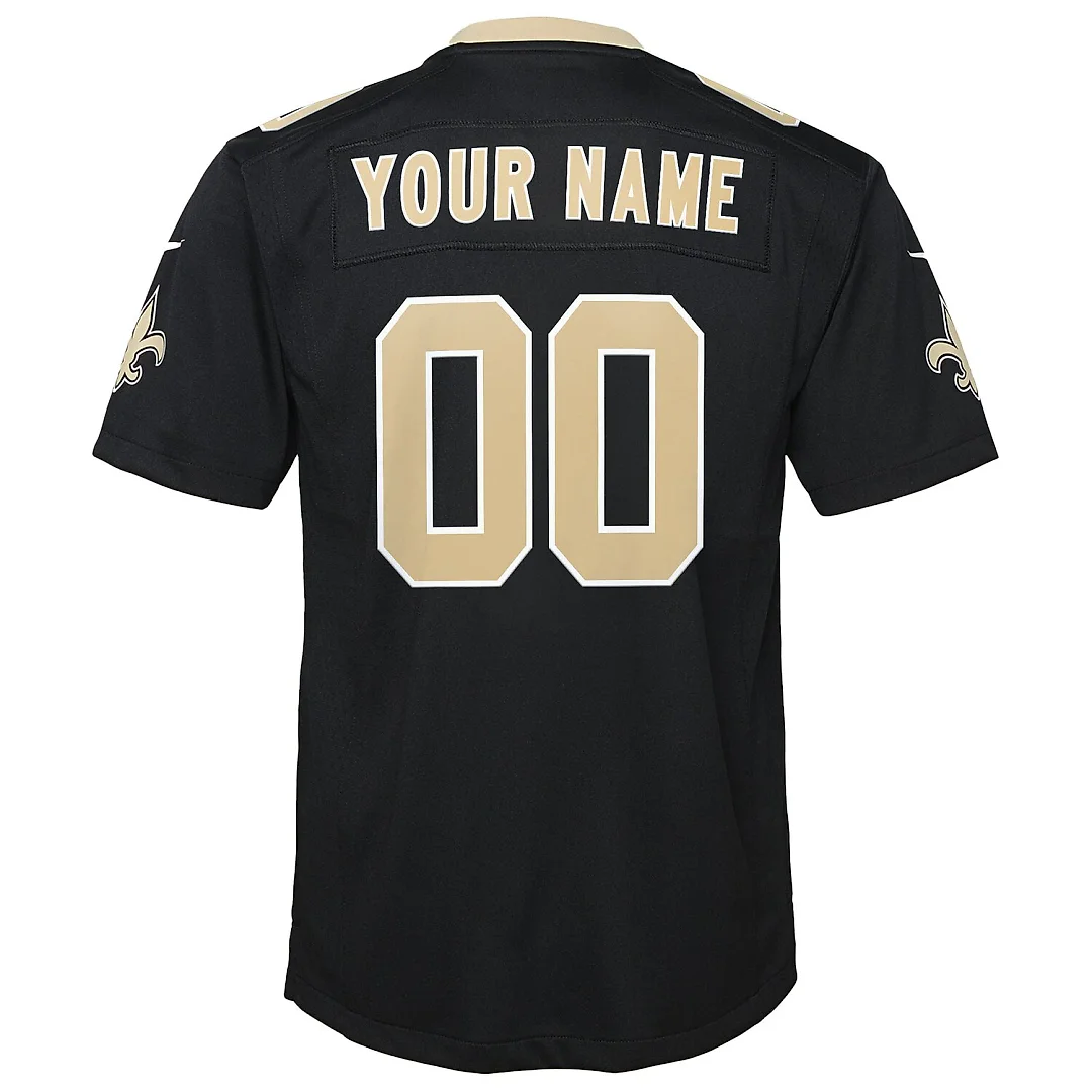 Zennovawear New Orleans Saints Youth Custom Game Jersey - Black