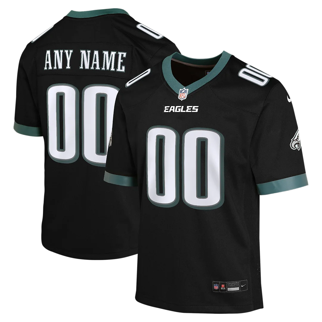 Zennovawear Philadelphia Eagles Youth Alternate Custom Game Jersey - Black