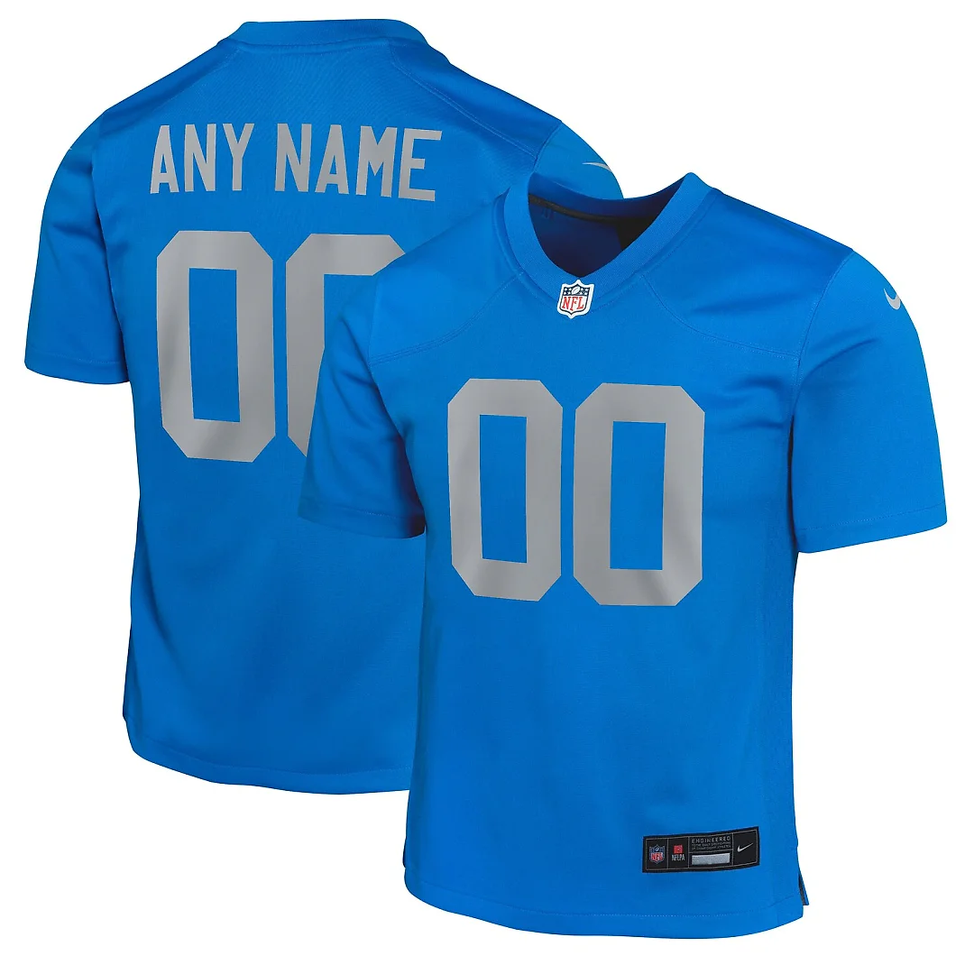 Zennovawear Detroit Lions Youth Alternate Custom Game Jersey - Blue