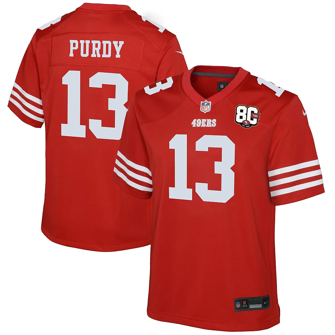 Zennovawear Brock Purdy San Francisco 49ers Youth 80th Anniversary Game Jersey - Scarlet