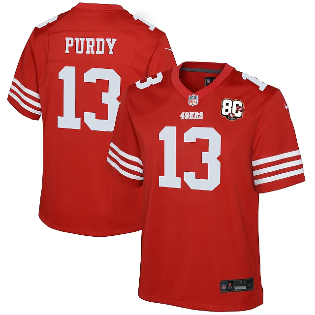 Zennovawear Brock Purdy San Francisco 49ers Youth 80th Anniversary Game Jersey - Scarlet