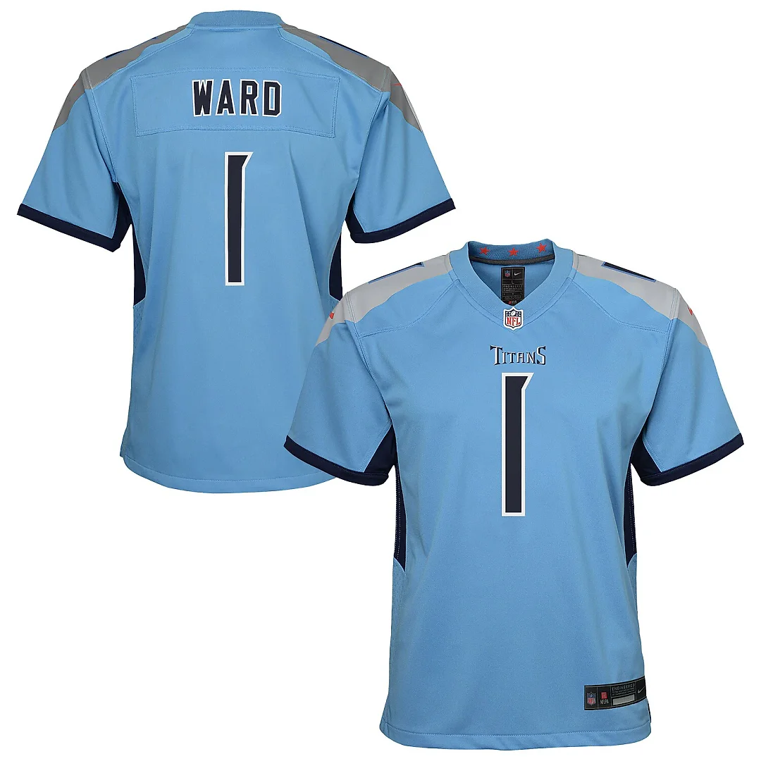 Zennovawear Cameron Ward Tennessee Titans Youth Team Game Jersey - Light Blue