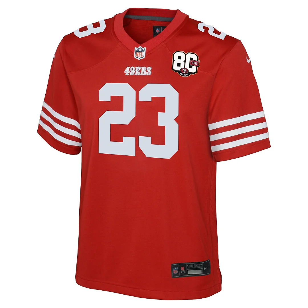 Zennovawear Christian McCaffrey San Francisco 49ers Youth 80th Anniversary Game Jersey - Scarlet