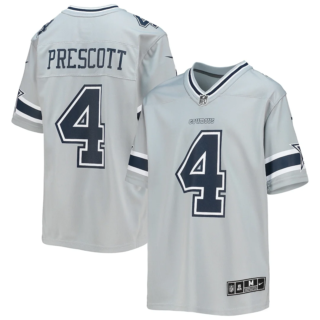 Zennovawear Dak Prescott Dallas Cowboys Youth Inverted Team Game Jersey - Silver