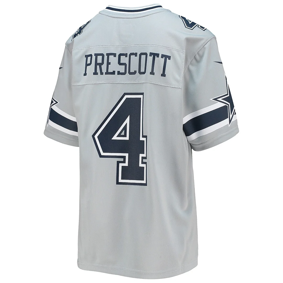 Zennovawear Dak Prescott Dallas Cowboys Youth Inverted Team Game Jersey - Silver