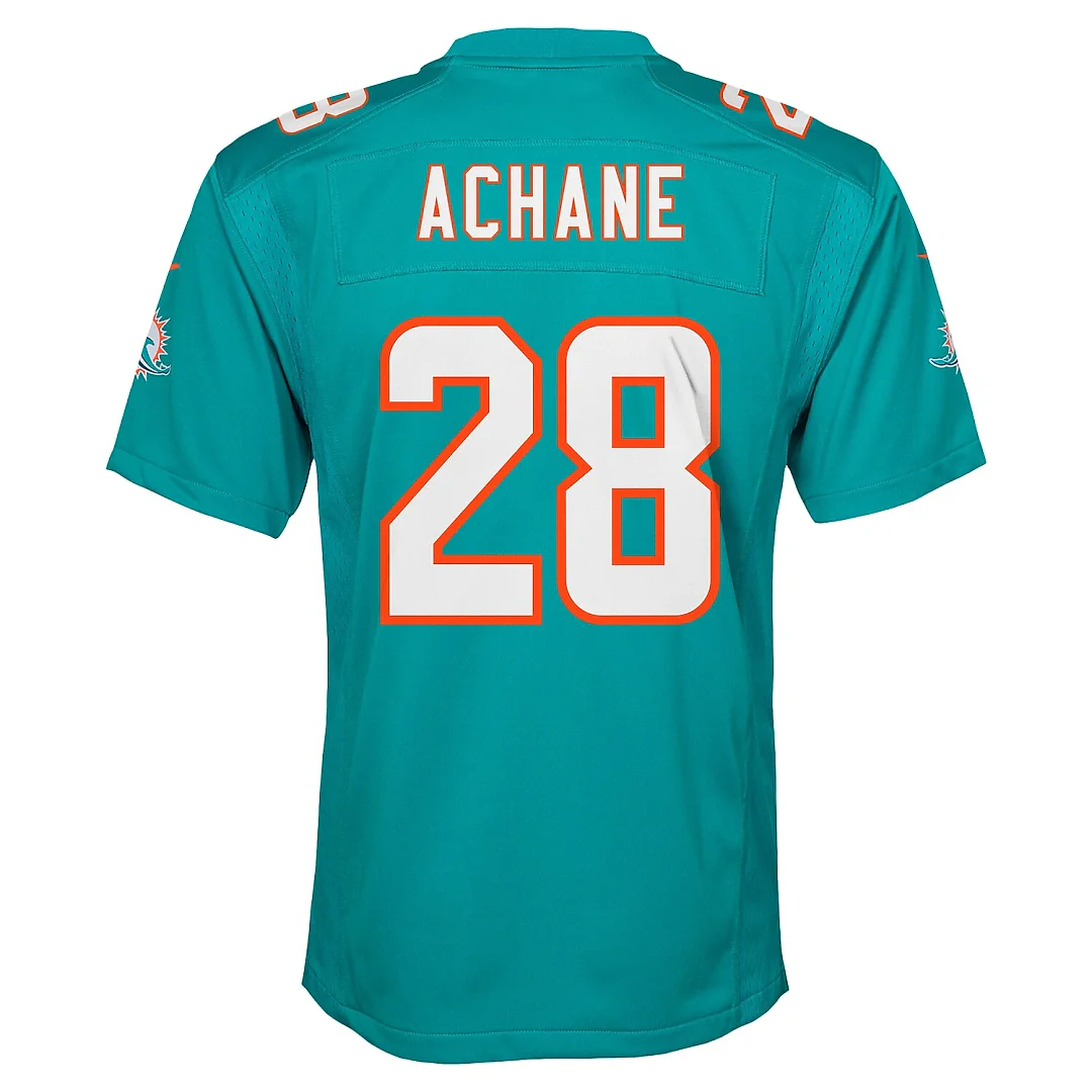 Zennovawear De’Von Achane Miami Dolphins Youth Game Jersey - Aqua