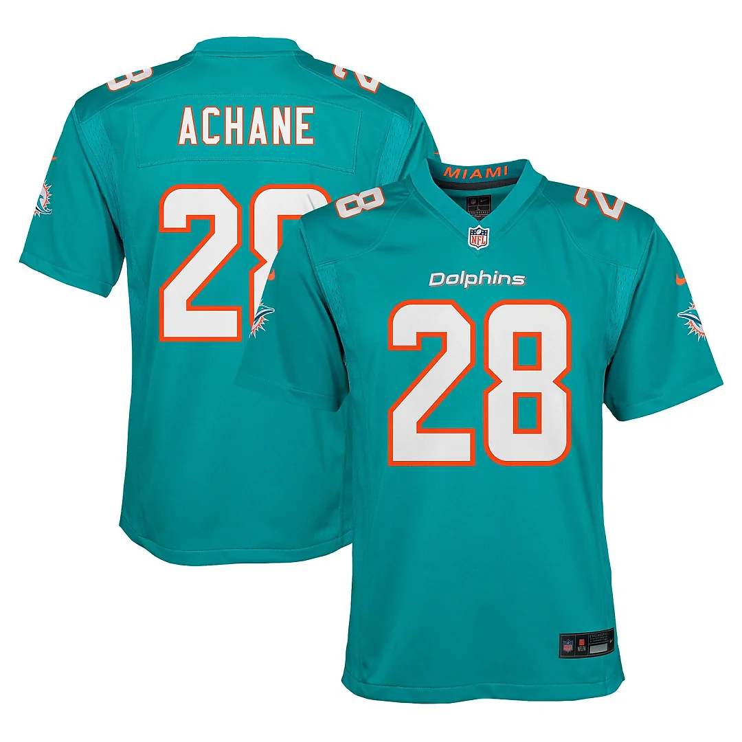 Zennovawear De’Von Achane Miami Dolphins Youth Game Jersey - Aqua