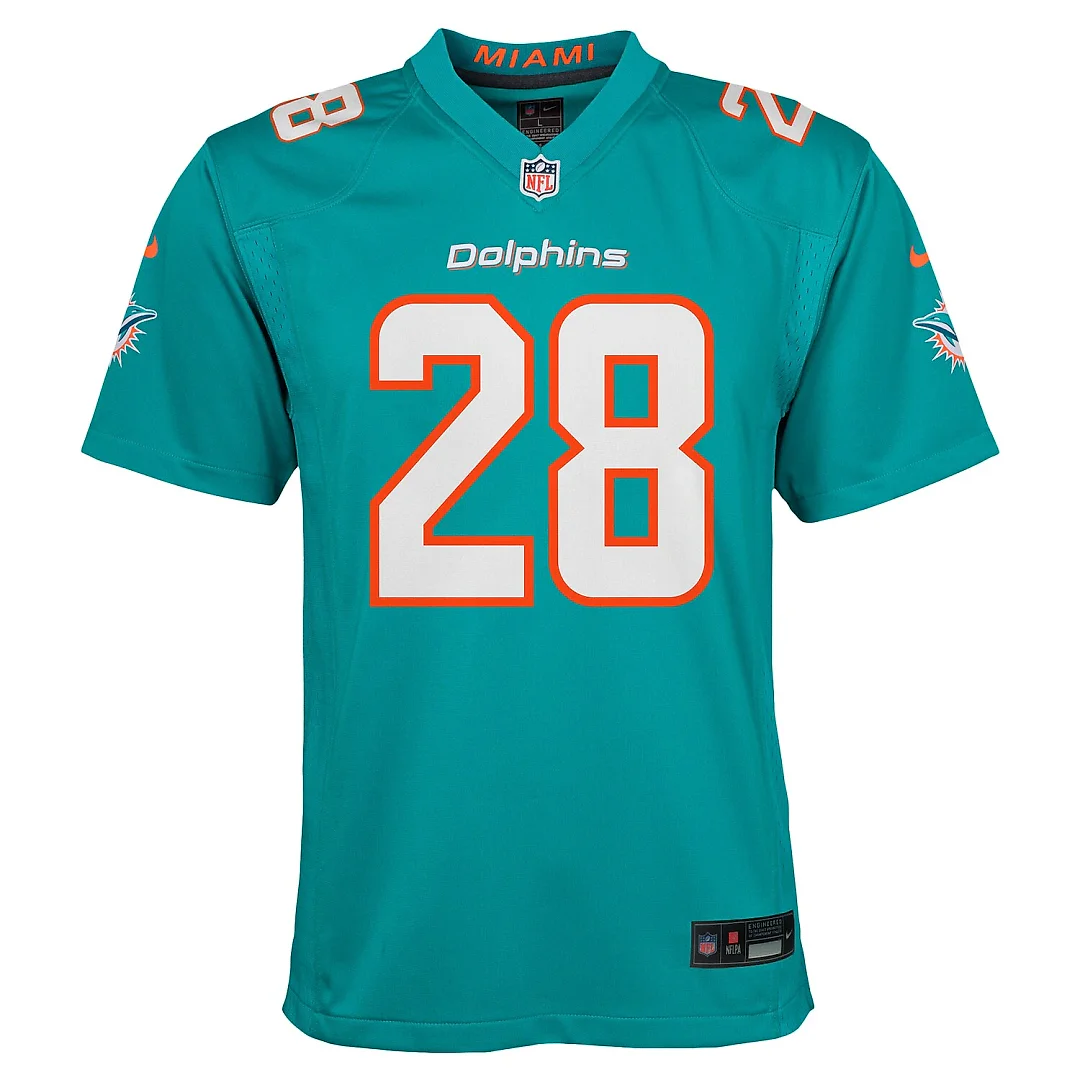 Zennovawear De’Von Achane Miami Dolphins Youth Game Jersey - Aqua