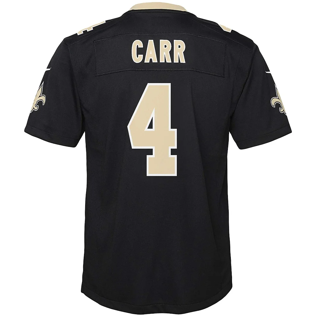 Zennovawear Derek Carr New Orleans Saints Youth Game Jersey - Black