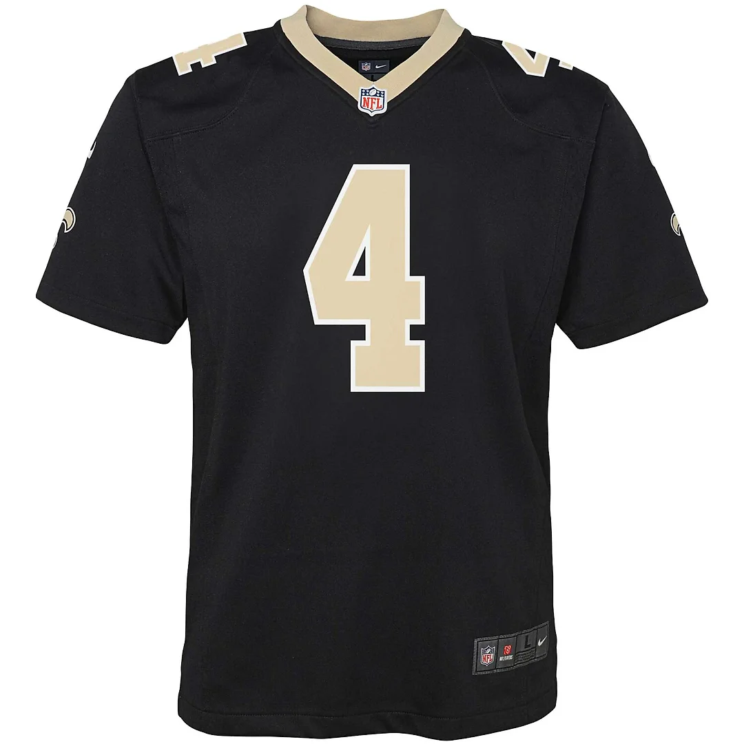 Zennovawear Derek Carr New Orleans Saints Youth Game Jersey - Black