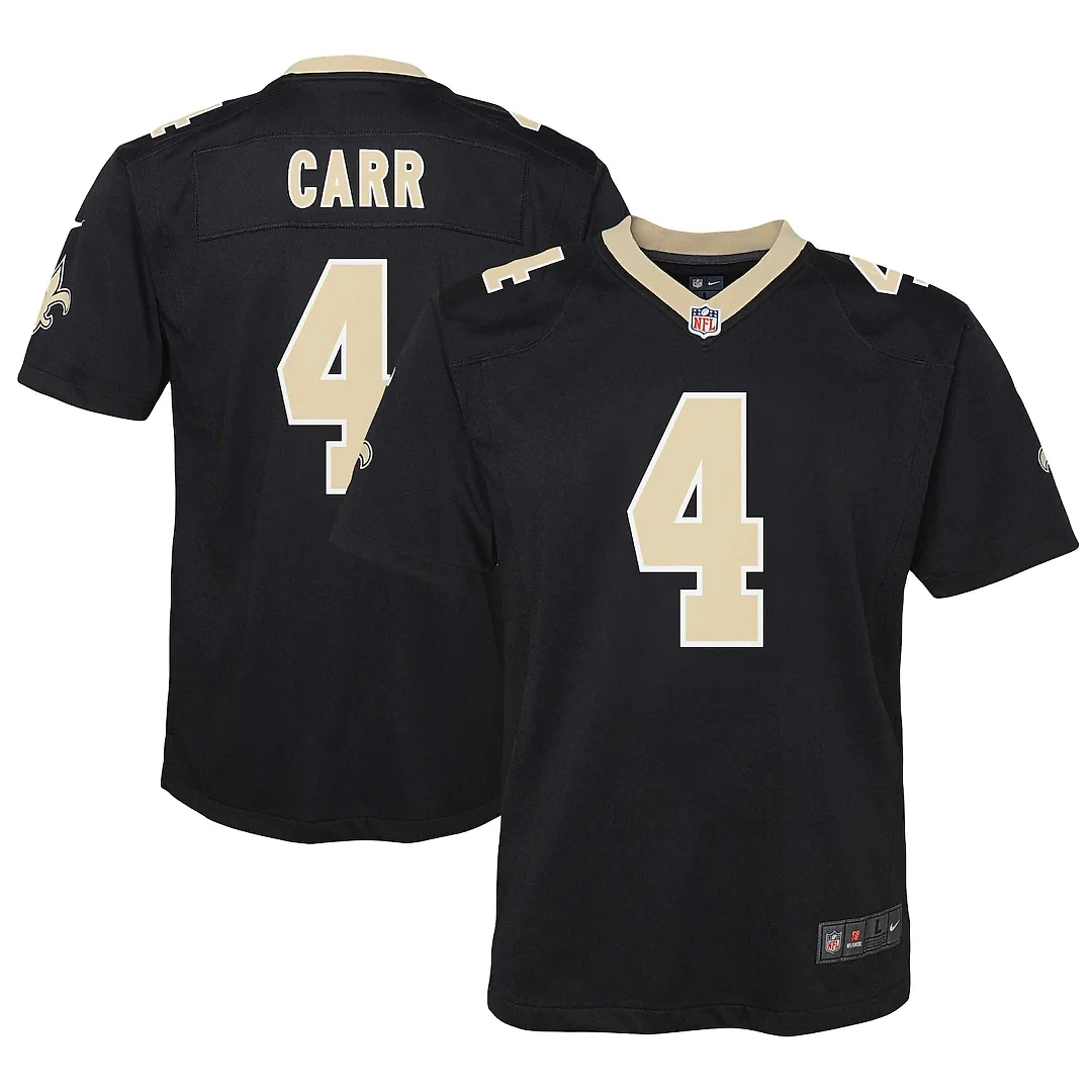 Zennovawear Derek Carr New Orleans Saints Youth Game Jersey - Black