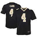 Zennovawear Derek Carr New Orleans Saints Youth Game Jersey - Black