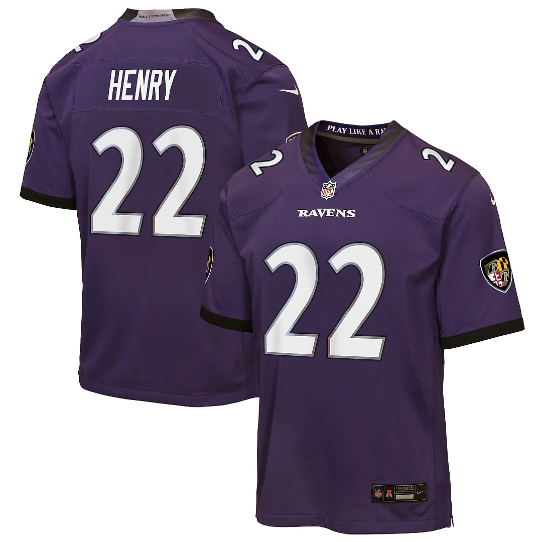 Zennovawear Derrick Henry Baltimore Ravens Youth Game Jersey - Purple